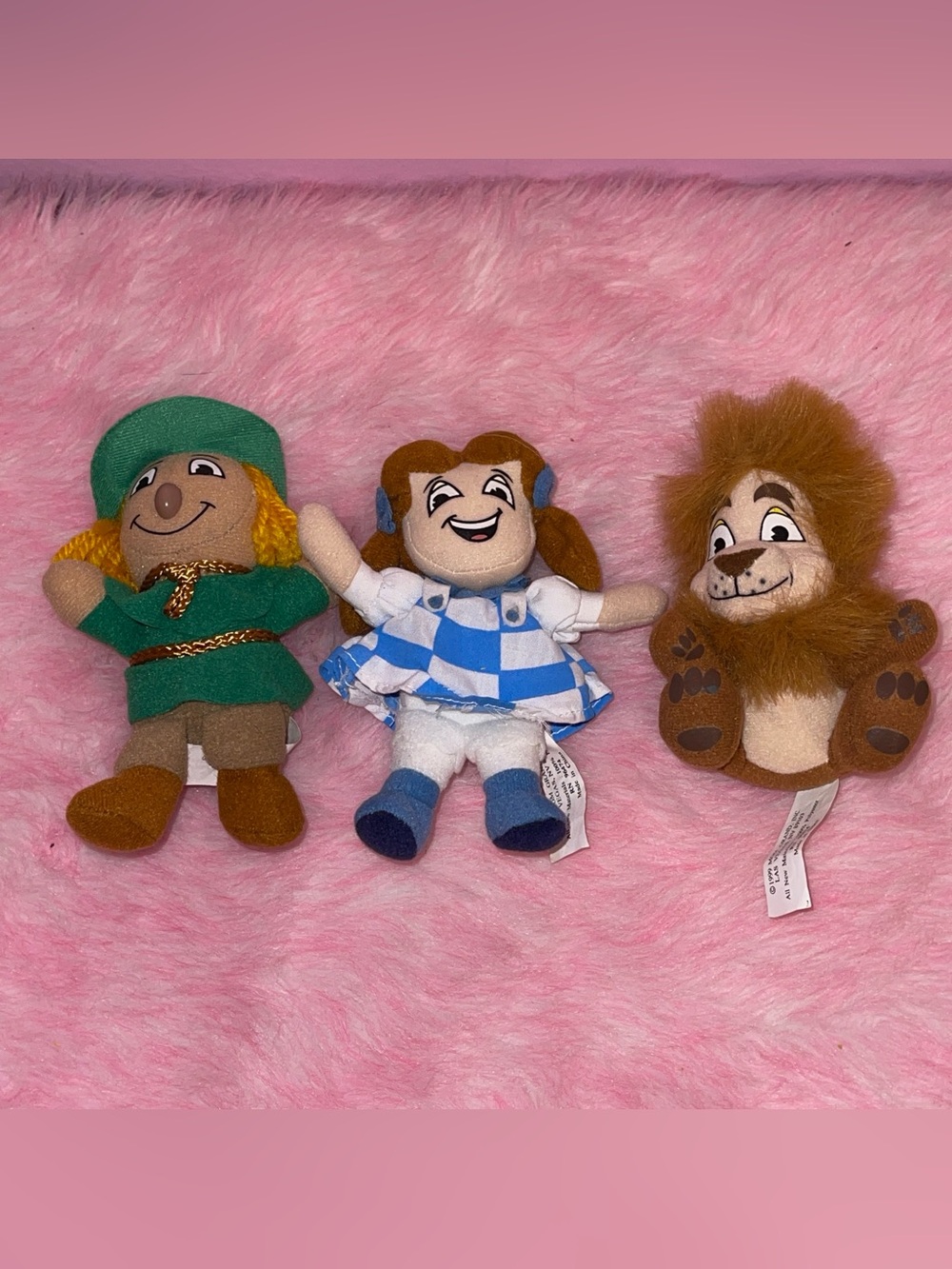 Vintage Y2K 90s wizard of oz MGM mini plush Dorothy scarecrow lion 1999 wicked